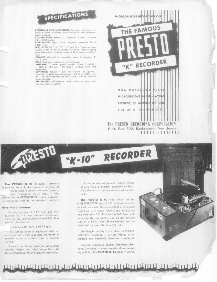 Ad for the Presto K-10